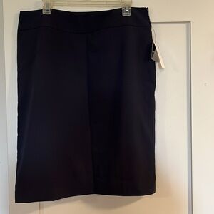 NWT - Liz Claiborne fully lined navy skirt with a side zipper and rear slit.14T
